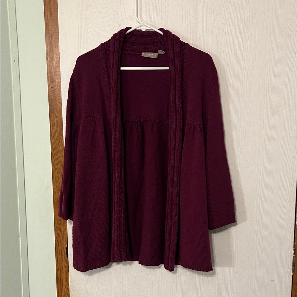 Kim Rogers Women's Burgundy Sweater Cardigan Size 1X